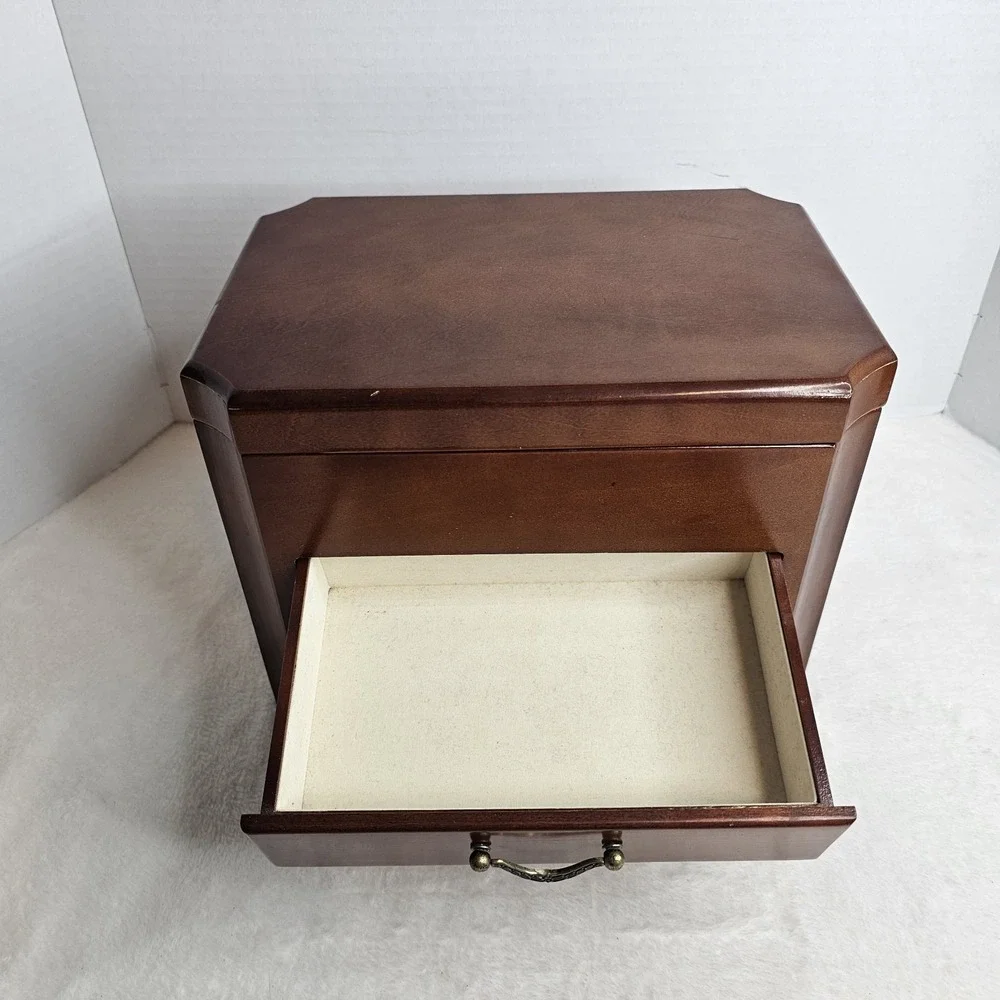 Mele & Co. 3 Tier Jewelry Box Large Wood Walnut Multi Compartments